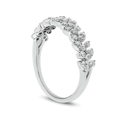 0.5 ct. Gesamtgewicht Diamant Memoire-Ring mit Blattranken-Design in 10K Weißgold