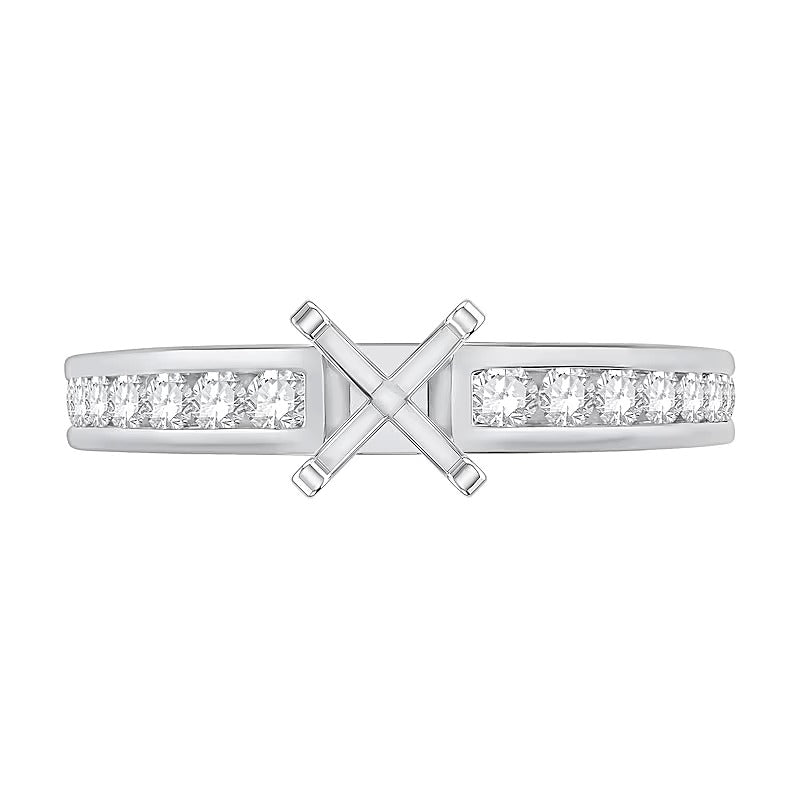 0.38 ct. Gesamtgewicht kanalgefasster Diamant-Solitär Semi-Mount in 14K Weißgold