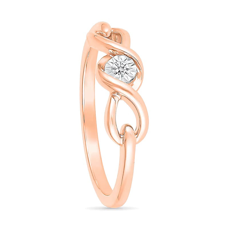 Freundschaftsring für Damen mit Diamant-Solitär in Infinity-Fassung aus 10K Roségold (J/I3)