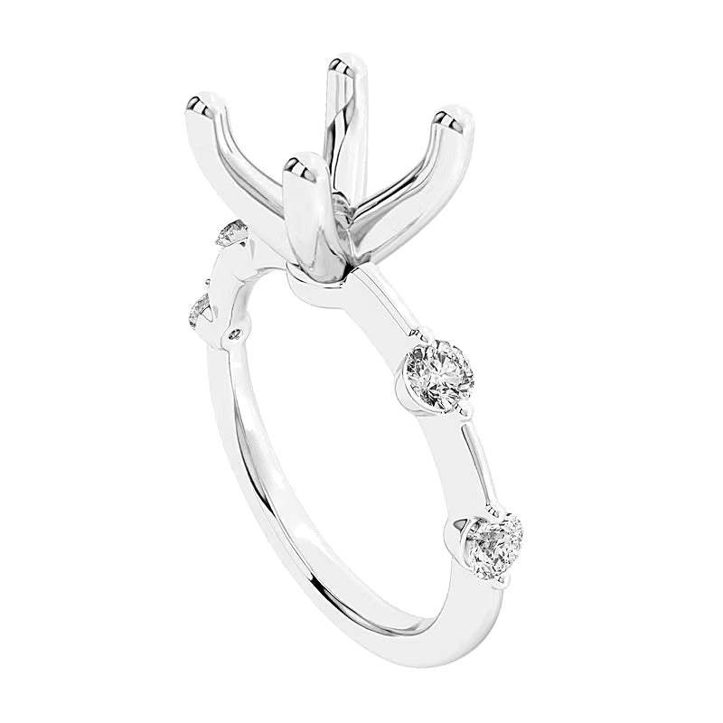 0.25 ct. Gesamtgewicht Diamant-Fassung mit Diamant-Stationen in 14K Weißgold