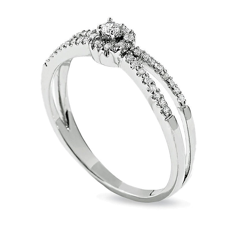 0.13 ct. Gesamtgewicht Diamant Freundschaftsring mit geteiltem Ringschienen-Design in 10K Weißgold