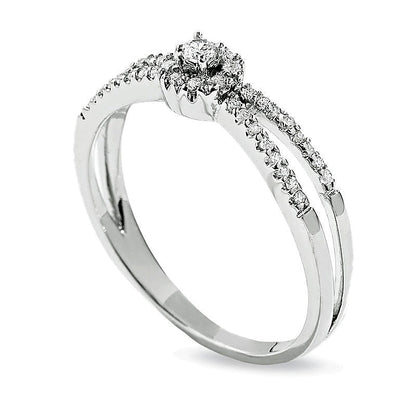 0.13 ct. Gesamtgewicht Diamant Freundschaftsring mit geteiltem Ringschienen-Design in 10K Weißgold