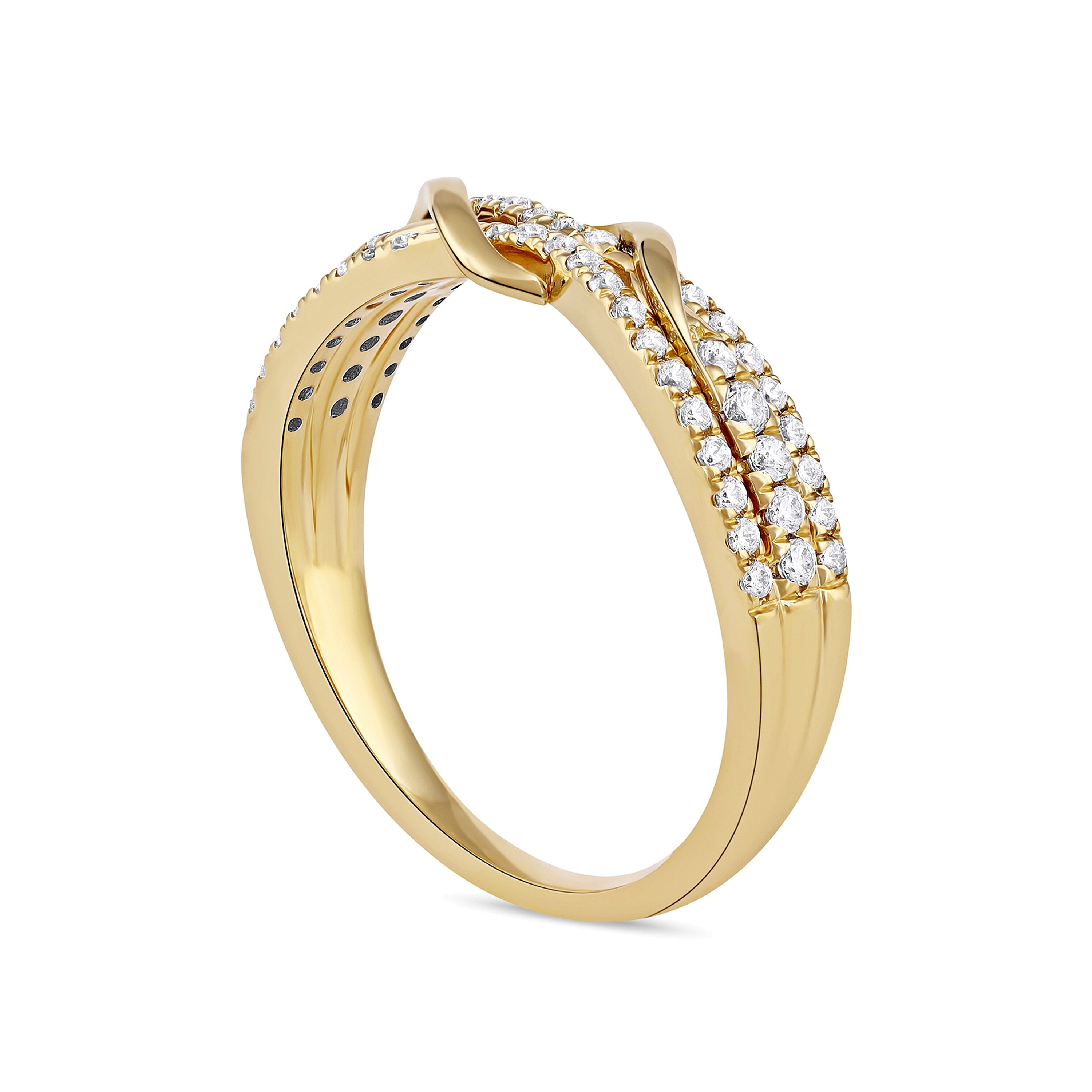 Ring mit Diamanten 0,33 ct. Gesamtgewicht, Double-Wrap-Wellendesign, in 10K Gelbgold