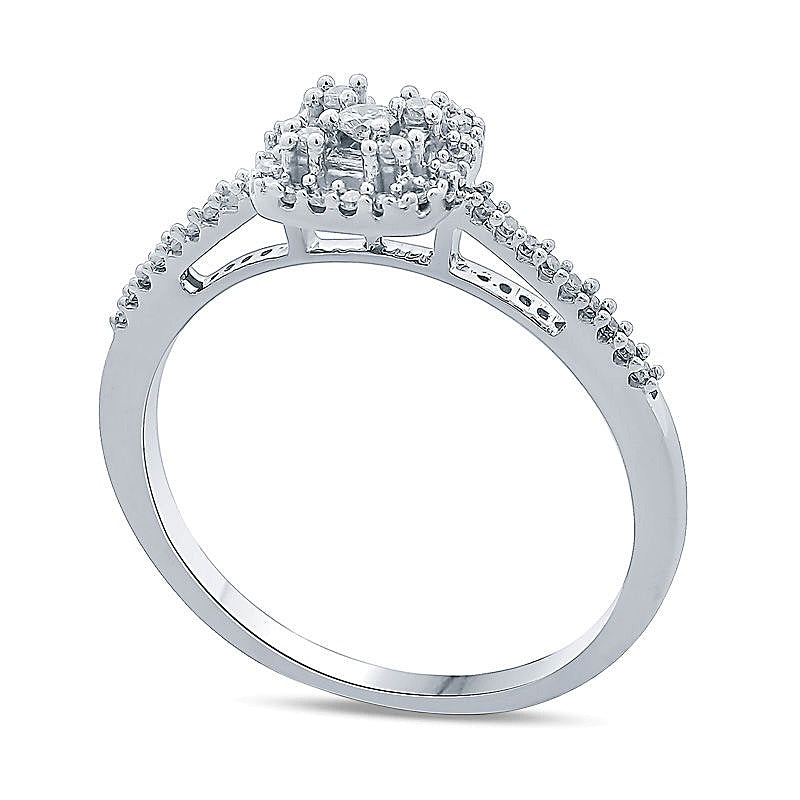 0.25 ct. Gesamtgewicht Komposit-Diamant Freundschaftsring mit quadratischem Rahmen in 10K Weißgold