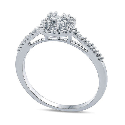 0.25 ct. Gesamtgewicht Komposit-Diamant Freundschaftsring mit quadratischem Rahmen in 10K Weißgold