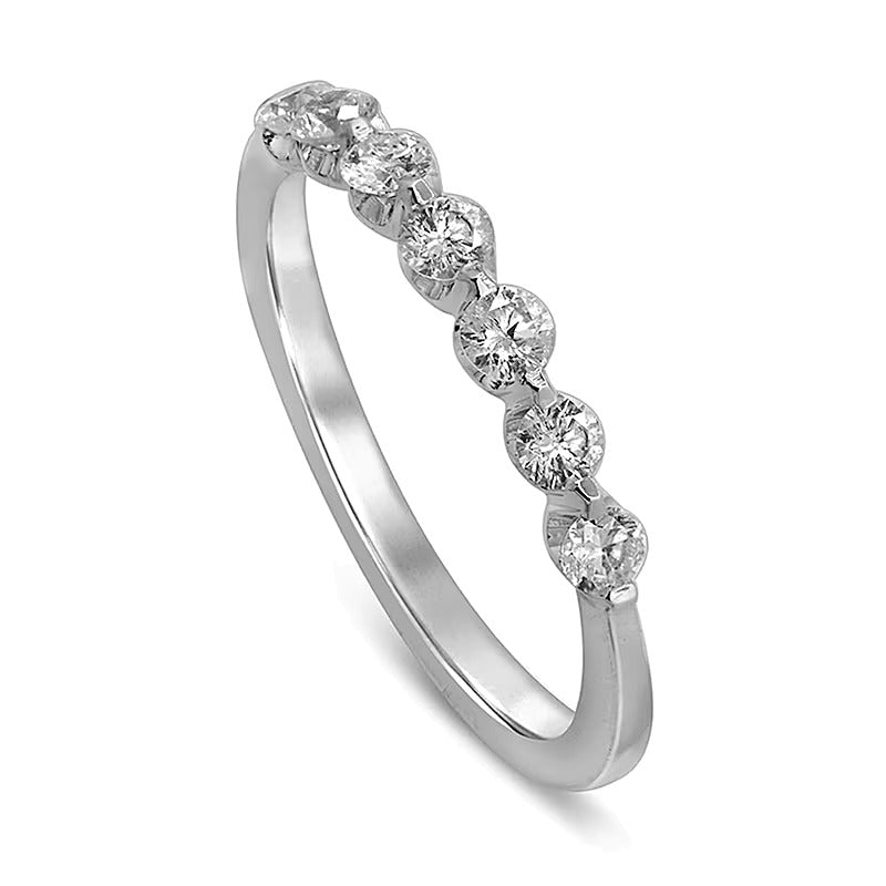 0.5 ct. Gesamtgewicht Diamant Memoire-Ring mit sieben Steinen in 10K Weißgold