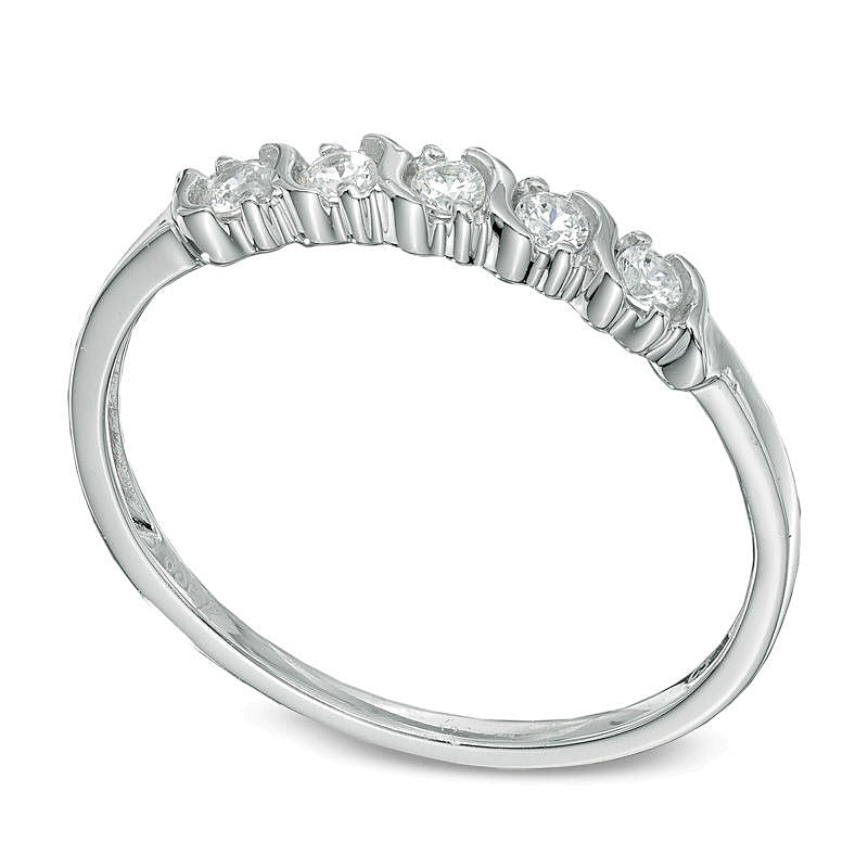 0.2 ct. Gesamtgewicht Diamant Fünfstein-Ehering in 10K Weißgold