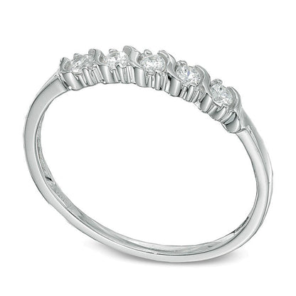 0.2 ct. Gesamtgewicht Diamant Fünfstein-Ehering in 10K Weißgold
