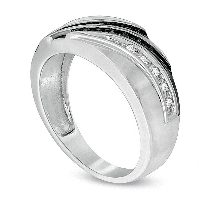 0.2 CT. TW Ring mit behandelten schwarzen und weißen Diamanten in 10K Weißgold