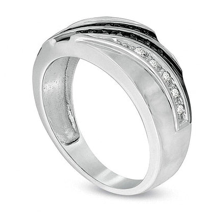 0.2 CT. TW Ring mit behandelten schwarzen und weißen Diamanten in 10K Weißgold