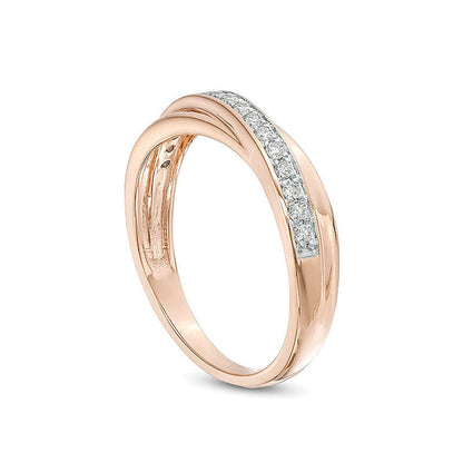 0.2 ct. Gesamtgewicht Diamant Crossover Memoire-Ring in 10K Roségold