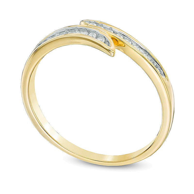 0.1 ct. Gesamtgewicht Diamant Bypass Ring in 10K Gelbgold