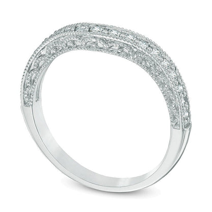 0,33 ct. Gesamtgewicht Diamant Memoire-Ring im Vintage-Stil mit Konturform in 14K Weißgold