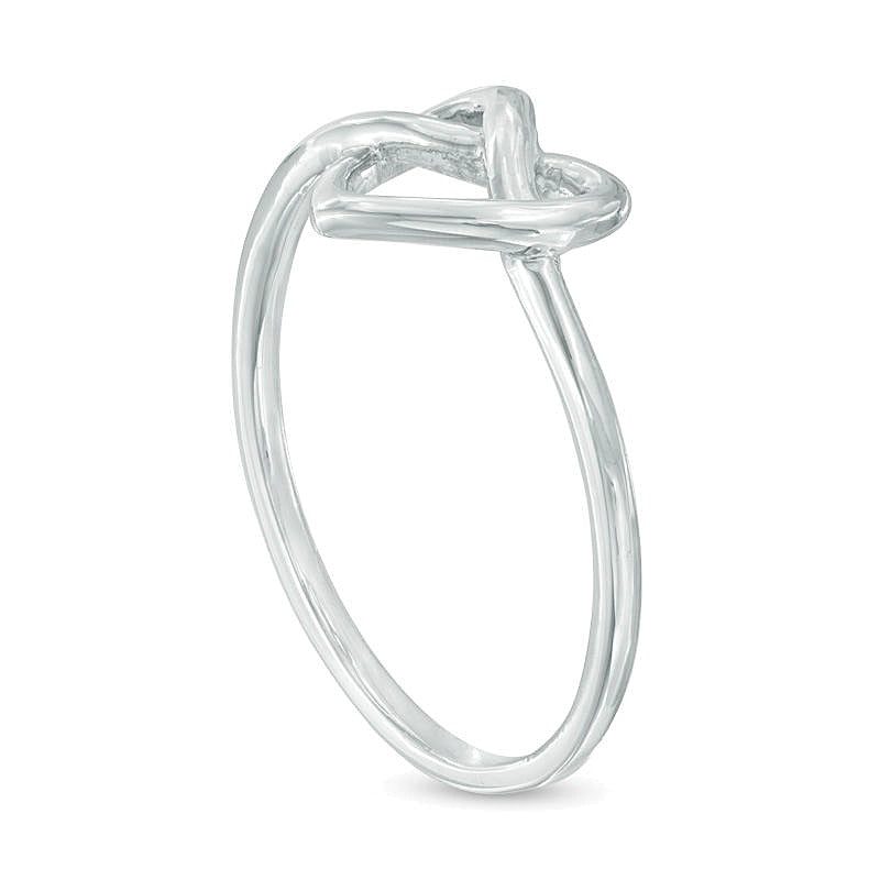 Herzförmiger Knoten-Ring in 10K Weißgold