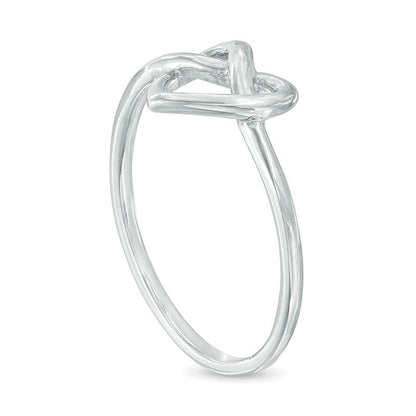 Herzförmiger Knoten-Ring in 10K Weißgold