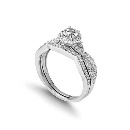 Braut-Set mit Diamanten 0,75 ct. Gesamtgewicht in 14K Weißgold