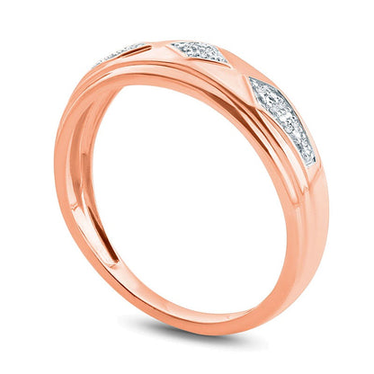 Ehering mit Diamant-Besatz im Retro-Geometrie-Design in 10K Roségold