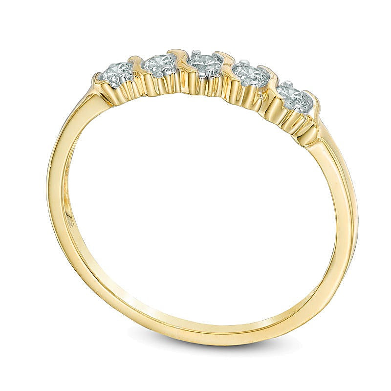0.2 ct. Gesamtgewicht Diamant Fünfstein-Ehering in 10K Gelbgold