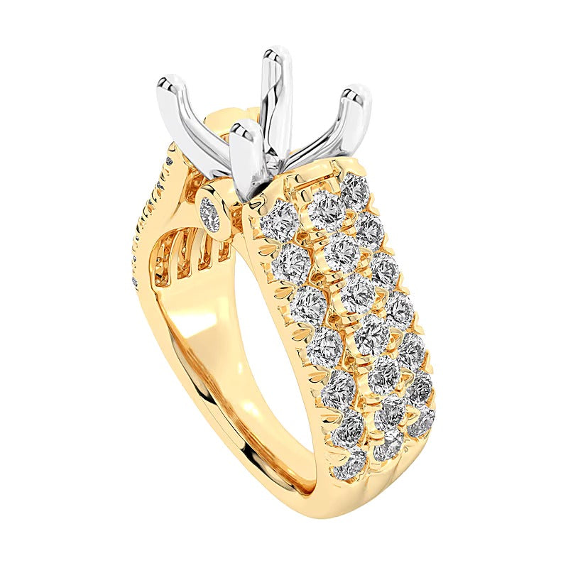 1.5 ct. Gesamtgewicht mehrreihiger Labordiamant-Ring (Fassung) in 14K Gelbgold (F/VS2)