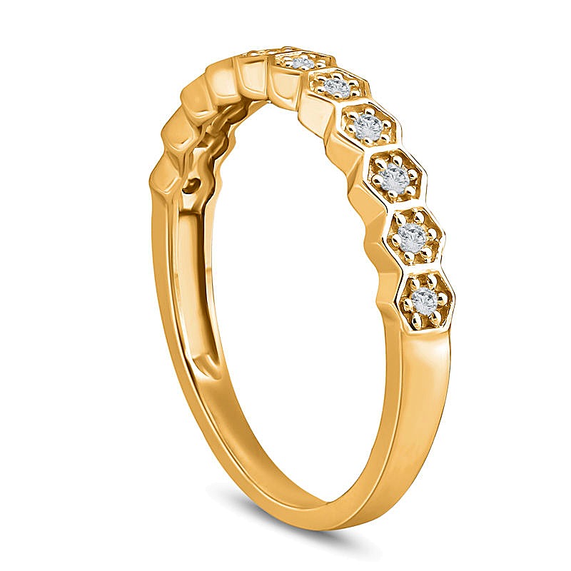 0.1 ct. Gesamtgewicht Diamant Hexagon Ring zum Stapeln in 10K Gelbgold
