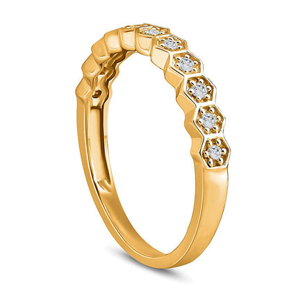 0.1 ct. Gesamtgewicht Diamant Hexagon Ring zum Stapeln in 10K Gelbgold