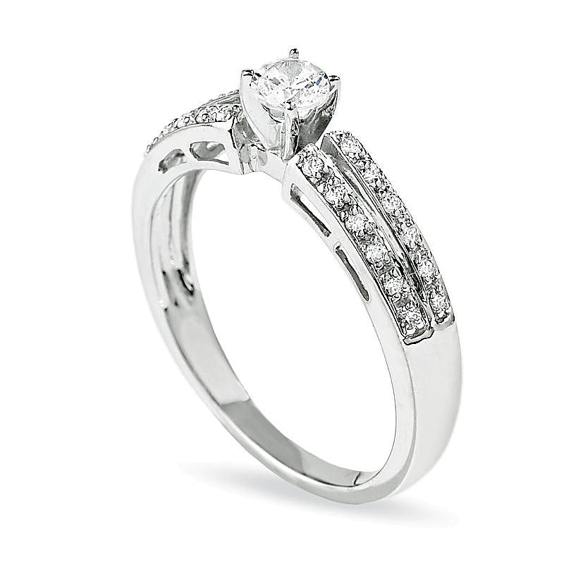0.25 CT. Gesamtgewicht Diamant Freundschaftsring mit geteiltem Ringschienen in 10K Weißgold