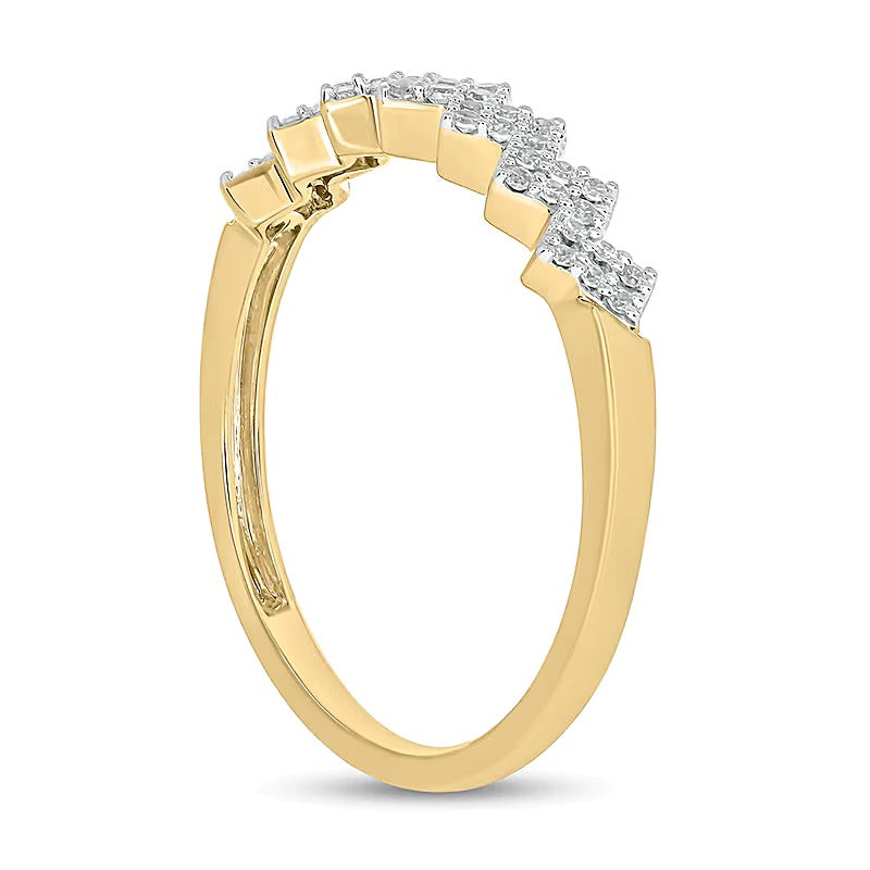 0.17 ct. Gesamtgewicht Diamant Zickzack-Ring aus 10K Gelbgold