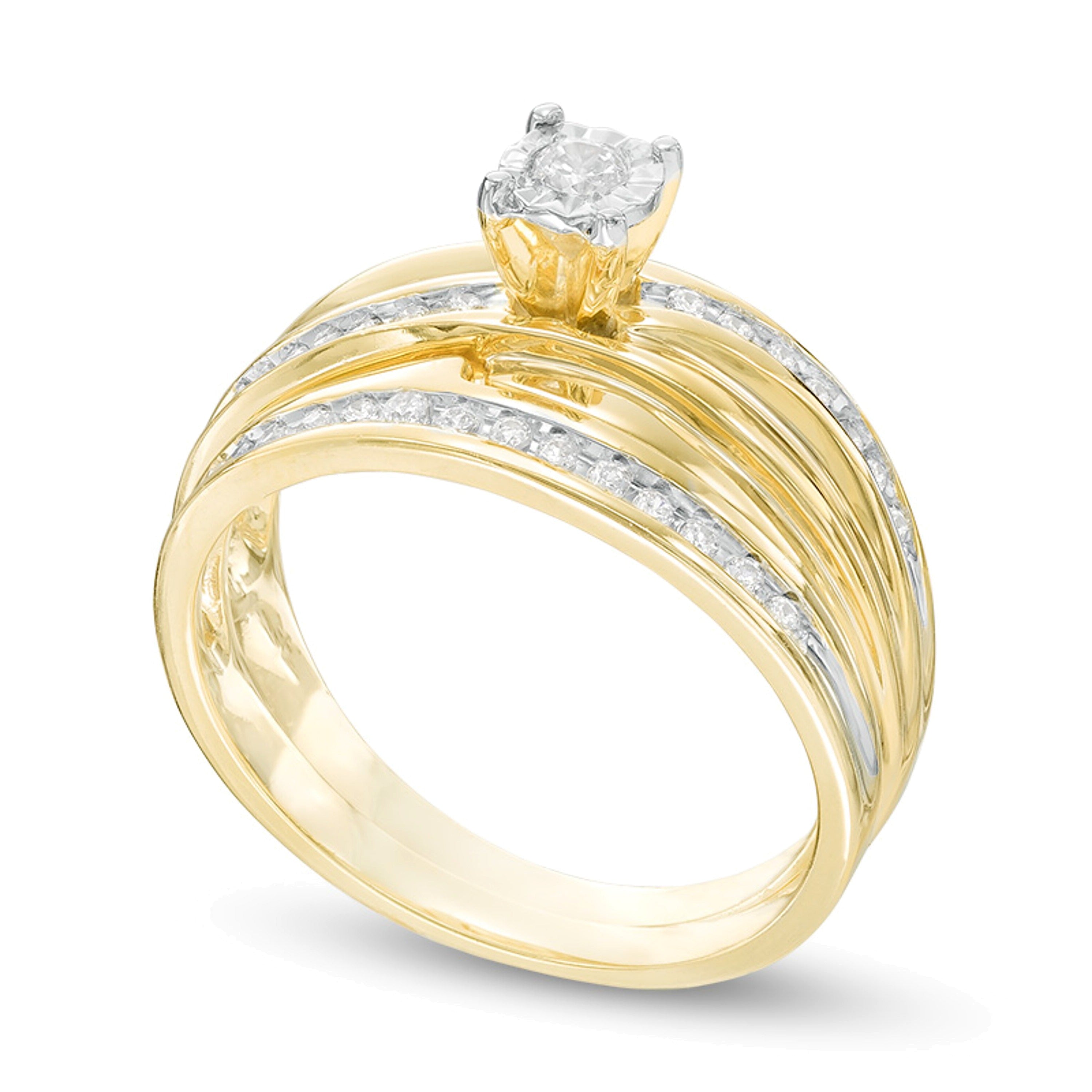 0.2 ct. Gesamtgewicht Diamant Braut-Set in 10K Gelbgold