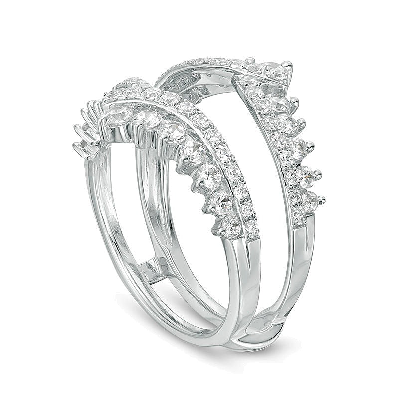 1,25 ct. Gesamtgewicht Diamant Bypass Chevron Solitär-Enhancer in 14K Weißgold