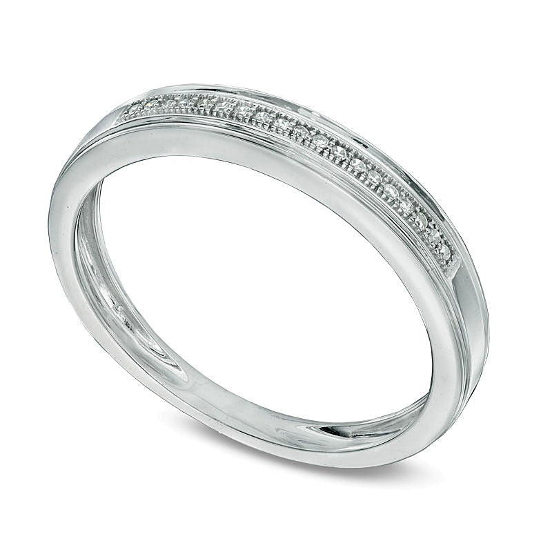Ehering mit Diamanten 0.05 ct. Gesamtgewicht in 10K Weißgold