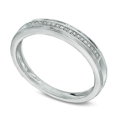 Ehering mit Diamanten 0.05 ct. Gesamtgewicht in 10K Weißgold
