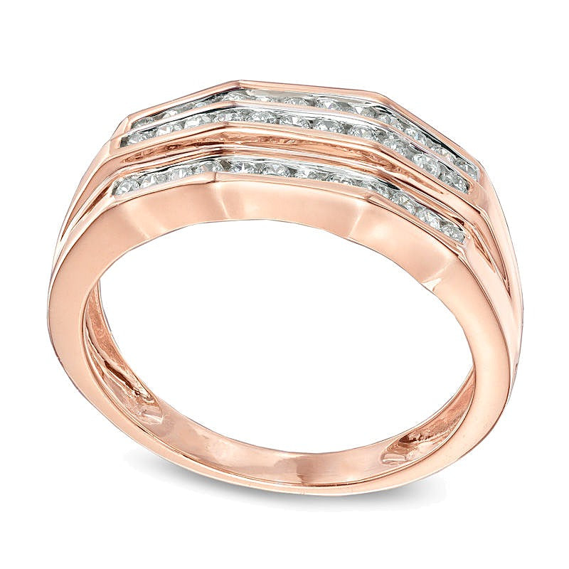 Ehering mit Diamanten 1.0 ct. Gesamtgewicht in 10K Roségold