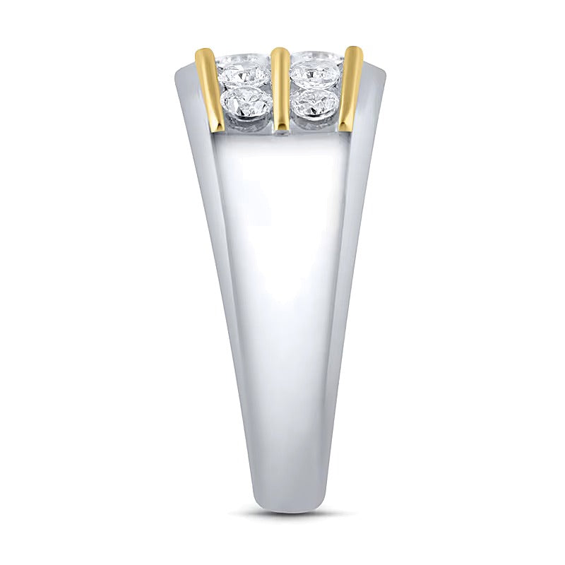 1.0 ct. Gesamtgewicht Labordiamant Ring zweireihig in 10K Bicolor-Gold (F/VS2)