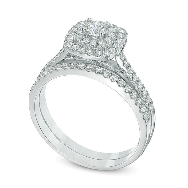 Braut-Set mit Diamanten 0.75 ct. Gesamtgewicht, rund, in 10K Weißgold