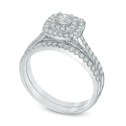 Braut-Set mit Diamanten 0.75 ct. Gesamtgewicht, rund, in 10K Weißgold