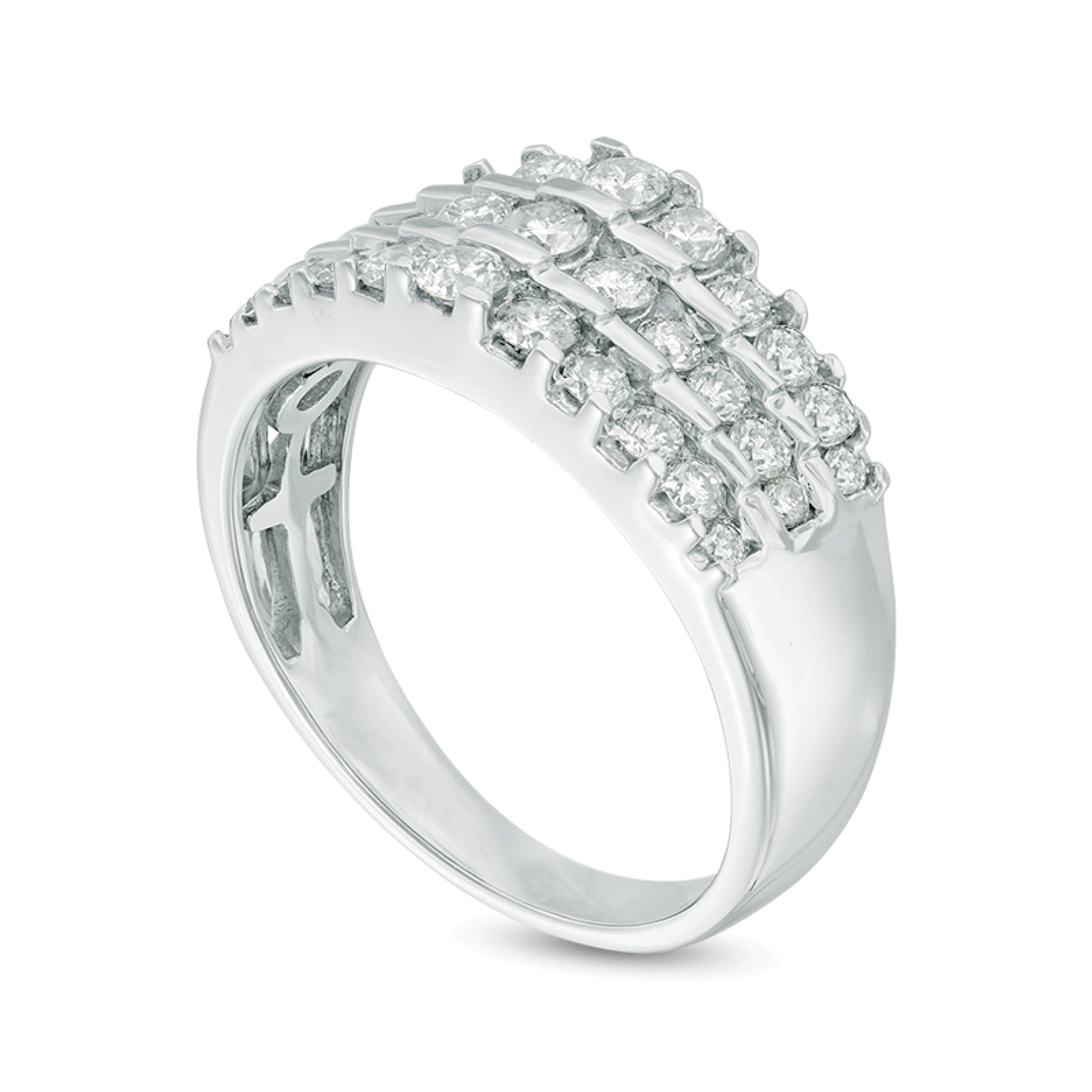 1.0 ct. Gesamtgewicht Diamant Ring dreireihig gestuft in 14K Weißgold