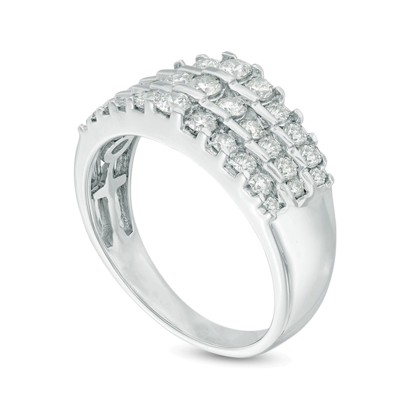 1.0 ct. Gesamtgewicht Diamant Ring dreireihig gestuft in 14K Weißgold