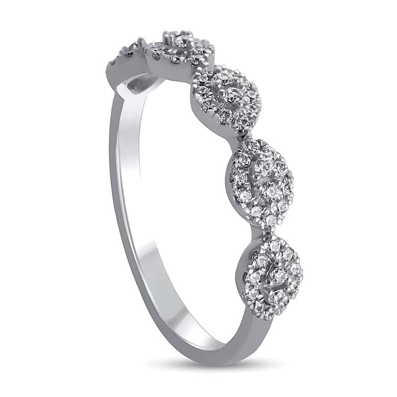 0.33 ct. Gesamtgewicht Diamant-Ring mit Marquise-Rahmen in 10K Weißgold