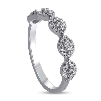 0.33 ct. Gesamtgewicht Diamant-Ring mit Marquise-Rahmen in 10K Weißgold