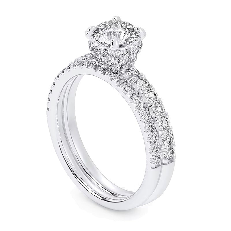 1,75 ct. Gesamtgewicht Brautset mit Labordiamanten in 14K Weißgold (F/SI2)