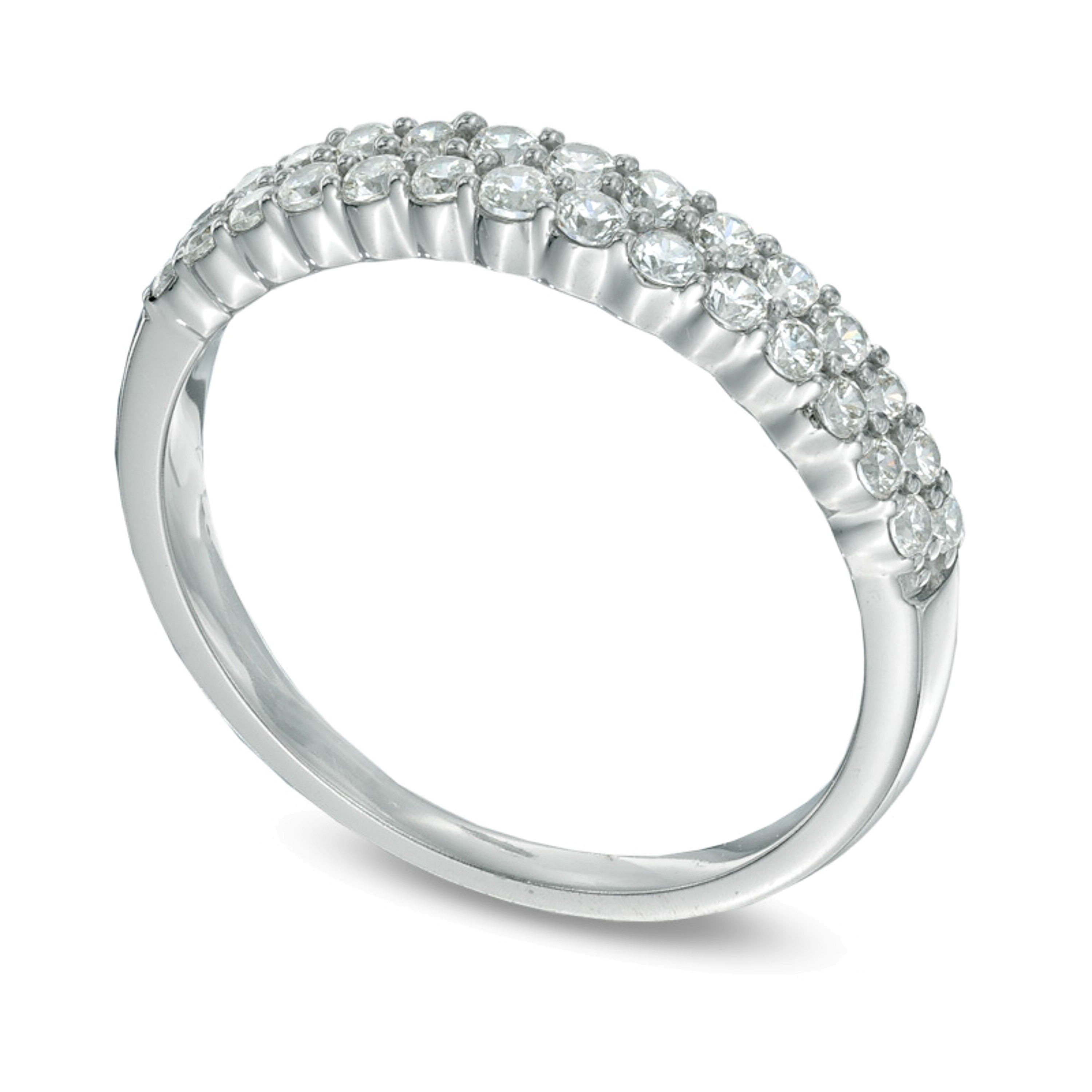 0.5 ct. Gesamtgewicht Diamant zweireihiger Ring in 14K Weißgold