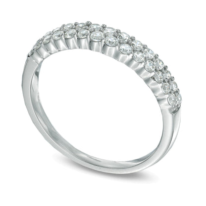 0.5 ct. Gesamtgewicht Diamant zweireihiger Ring in 14K Weißgold