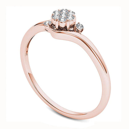 Freundschaftsring mit Diamanten Blüten-Bypass für Damen in 10K Roségold