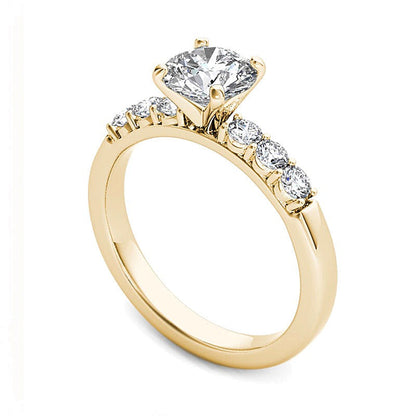 Solitär mit seitlichem Besatz Verlobungsring mit Diamanten 1.0 ct. Gesamtgewicht in 14K Gelbgold