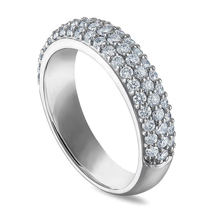 1.0 ct. Gesamtgewicht Memoire-Ring mit Labordiamanten dreireihig in 10K Weißgold (F/VS2)