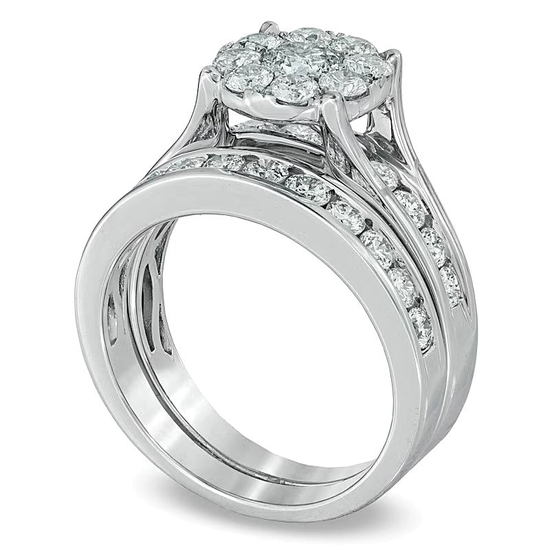 1.5 CT. Gesamtgewicht Multi-Diamant Braut-Set in 14K Weißgold