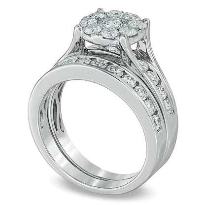 1.5 CT. Gesamtgewicht Multi-Diamant Braut-Set in 14K Weißgold