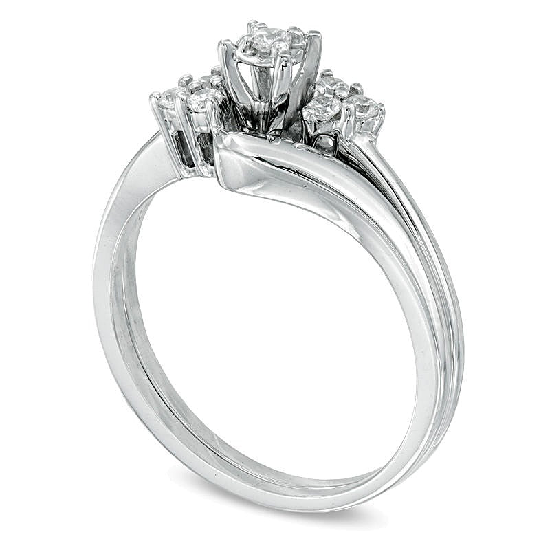 0.17 ct. Gesamtgewicht Diamant Dreistein Brautset in 10K Weißgold