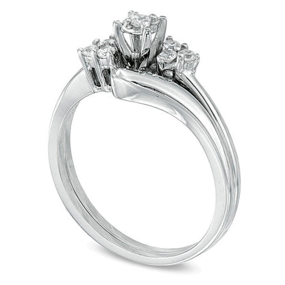 0.17 ct. Gesamtgewicht Diamant Dreistein Brautset in 10K Weißgold