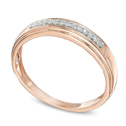 Ehering mit Diamant 0.1 CT. Gesamtgewicht in 10K Roségold